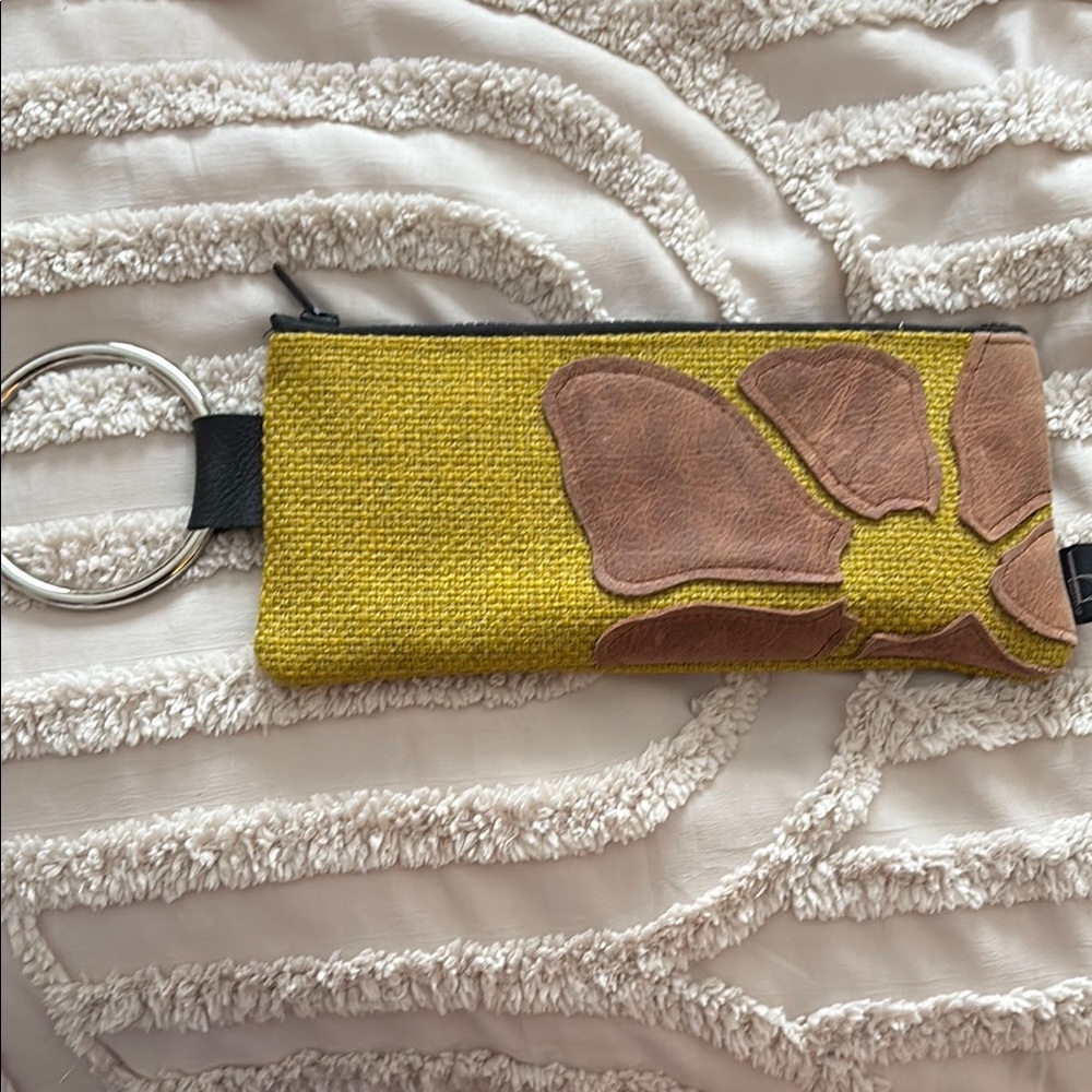 Stylish Permanent Baggage Yellow and Brown Clutch Wristlet